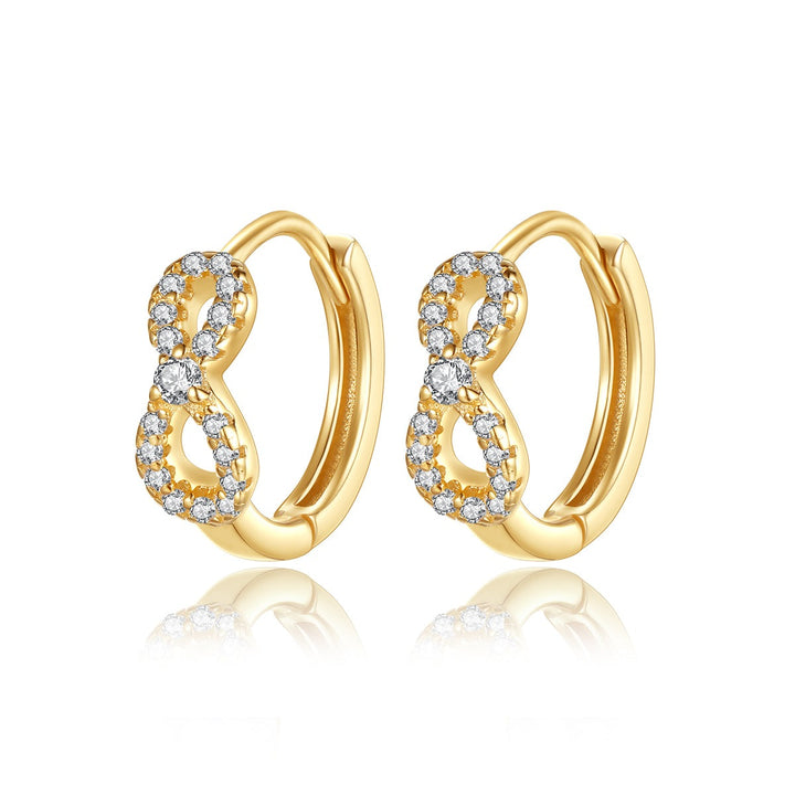 Boucles d'oreilles Huggie en argent sterling 925 plaqué or 14 carats avec breloque en zircon