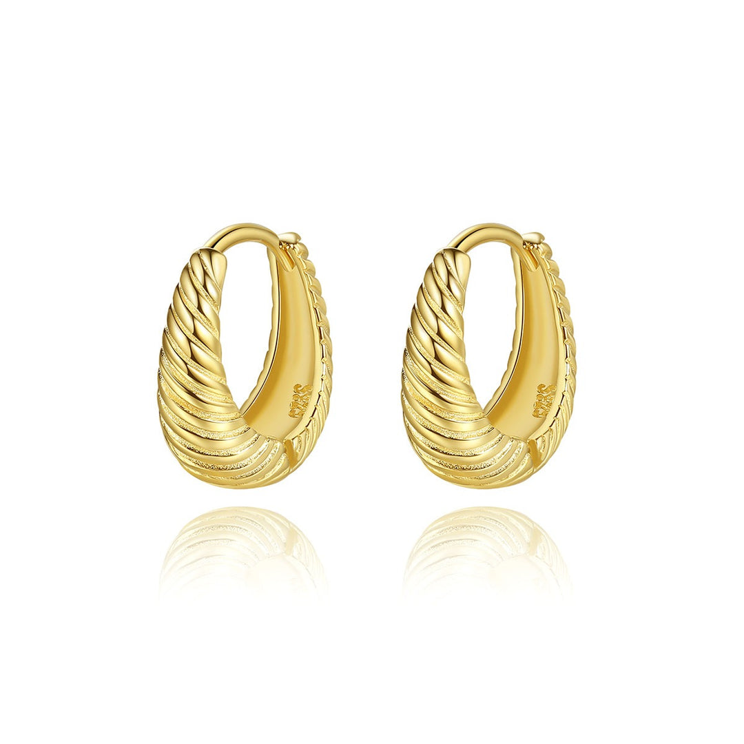 925 Sterling Silver 14K Gold Plated Twisted Hoop Earrings