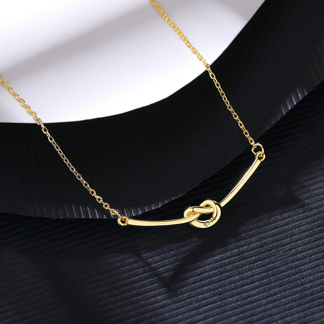 925 Sterling Silver 14K Gold Plated Knot Zircon Necklace