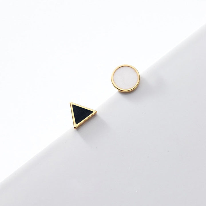 925 Sterling Silver 18K Gold Plated Simple Asymmetric Stud Earrings