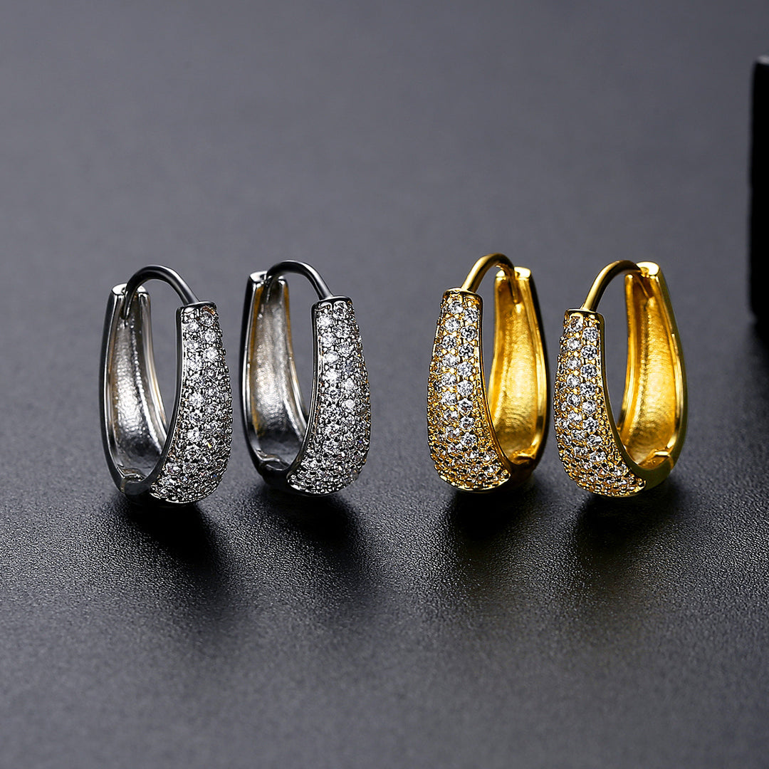 18K Gold Plated Cubic Zircon Huggie Hoop Earrings