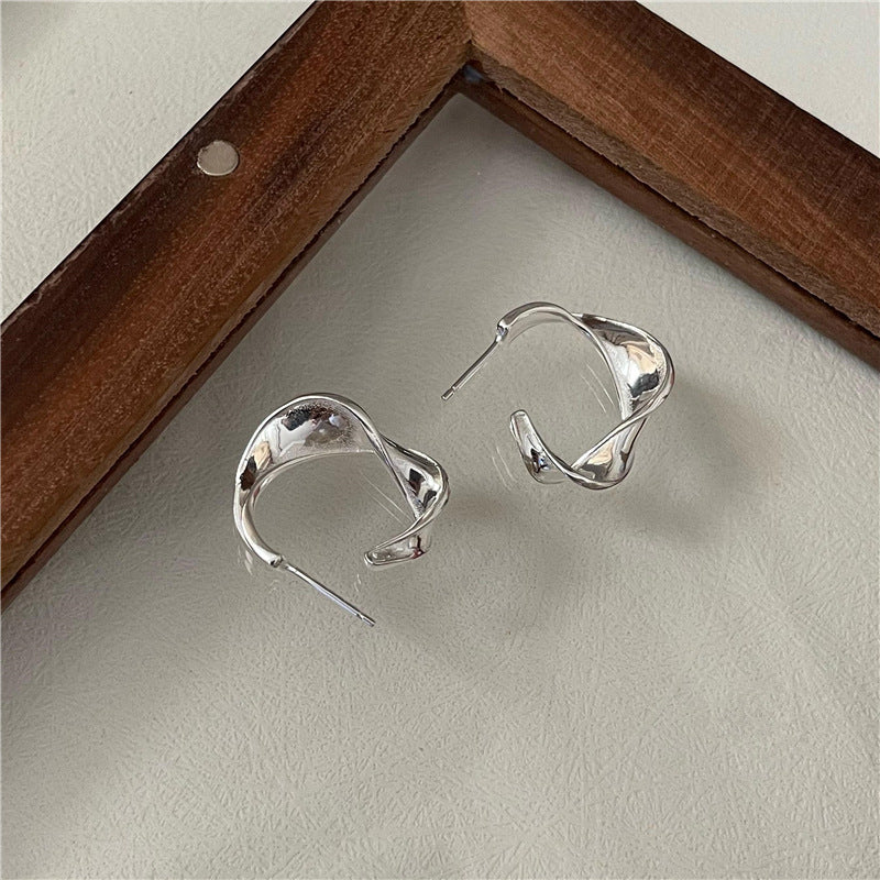 Boucles d'oreilles en argent sterling 925 Twist Wave Chunky