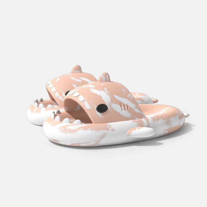 Pink White Non-Slip Graffiti Shark Slippers