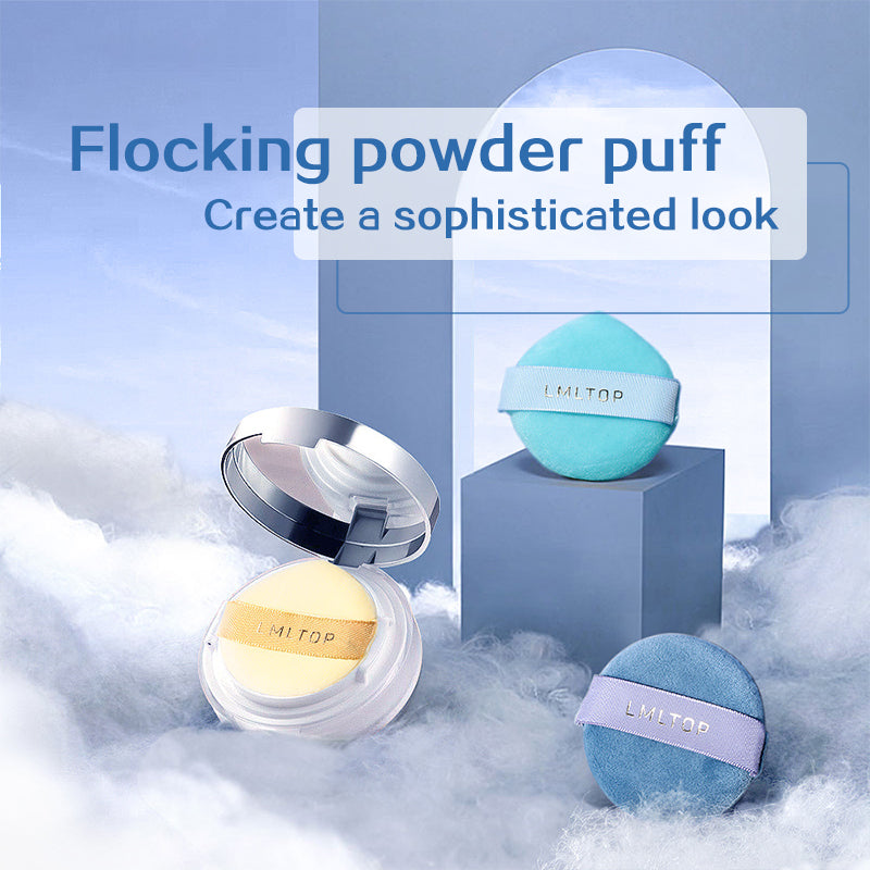 Cosmetic Loose Powder Black Fluffy Puff With Silky Ribbon 3Pcs/Set