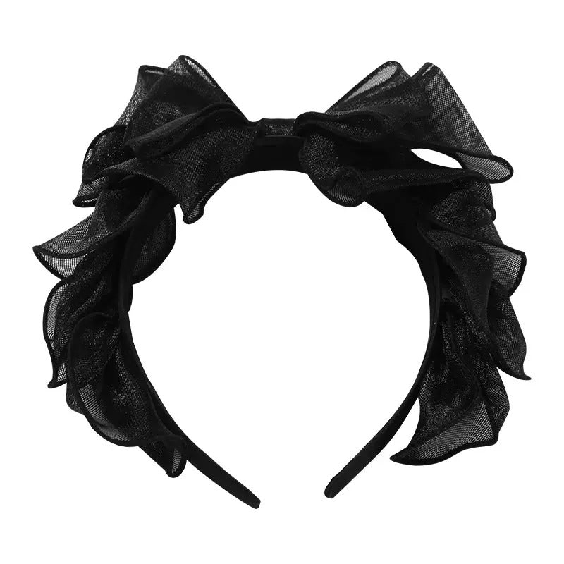 Black Mesh Bow Organza Headband