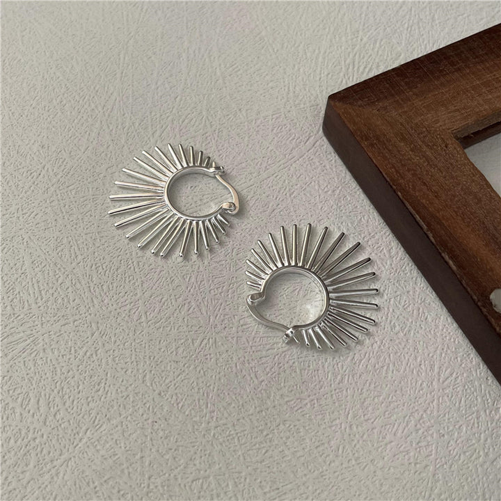 925 Sterling Silver Geometric Retro Sunlight Clip Earrings