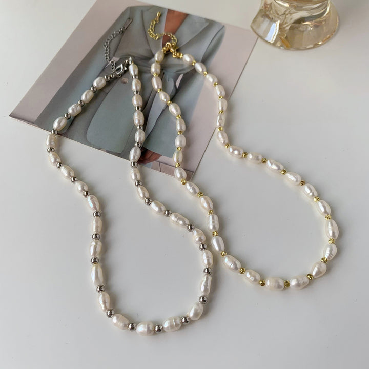 18k Gold Plated Freshwater Pearl Beaded Choker Necklace