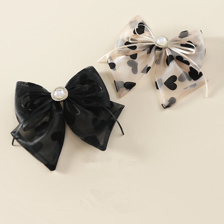 Organza Heart Bowknot Spring Clip