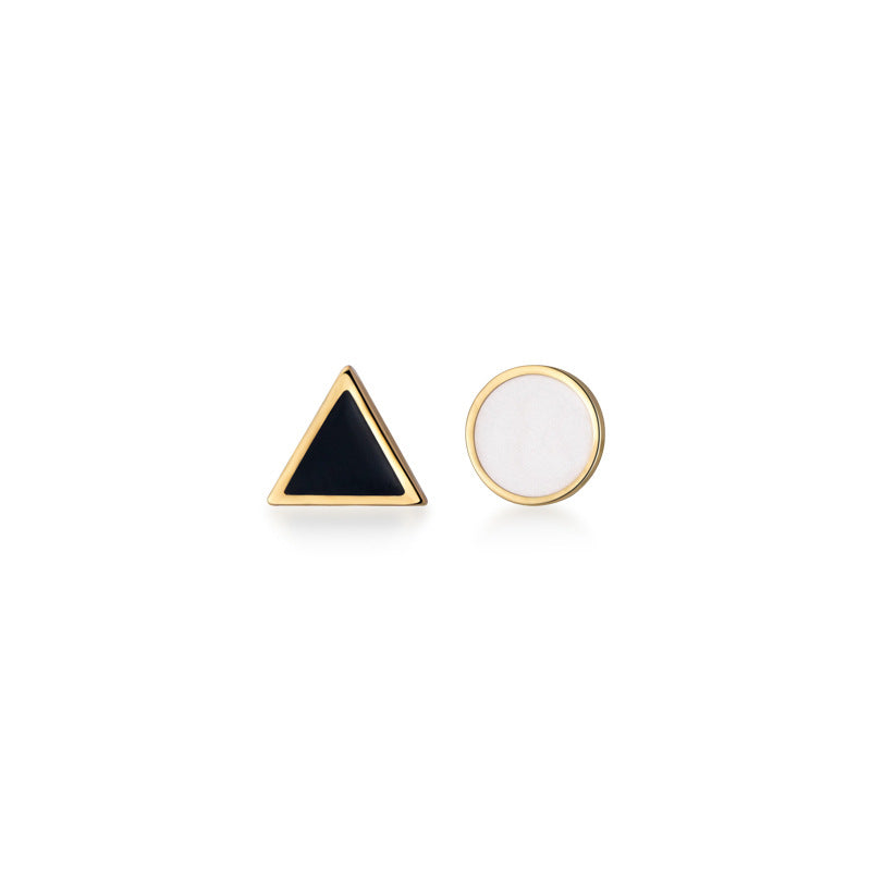 925 Sterling Silver 18K Gold Plated Simple Asymmetric Stud Earrings