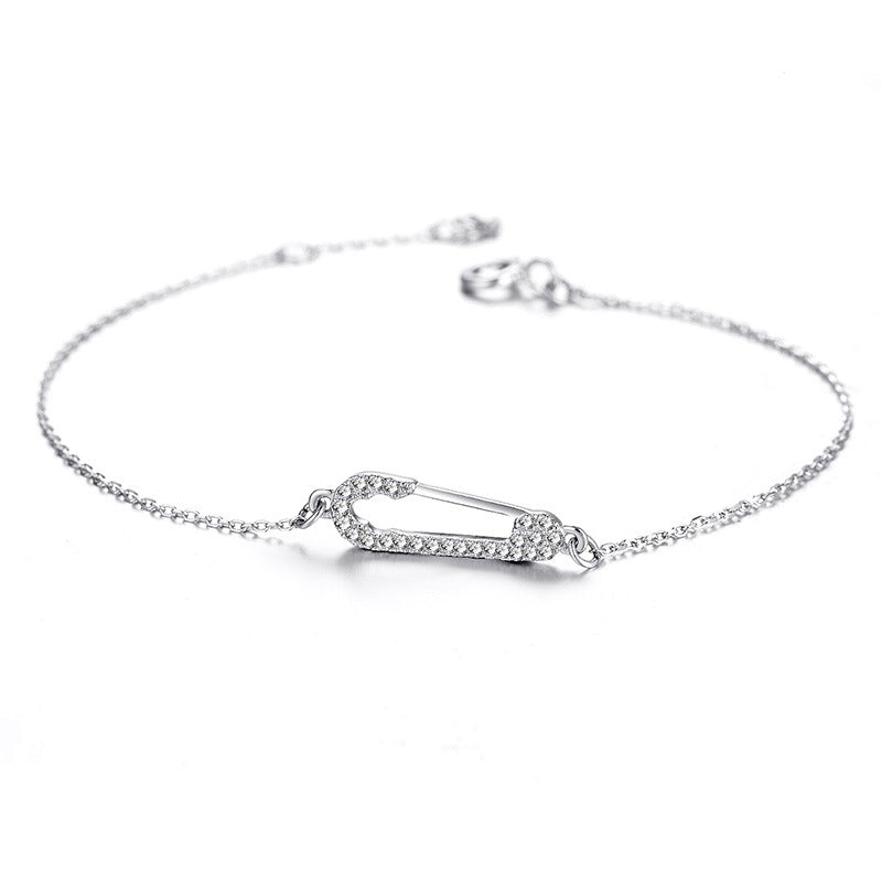 925 Sterling Silver Hand Made Safety Pin Crystal Bracelet – Yomiku