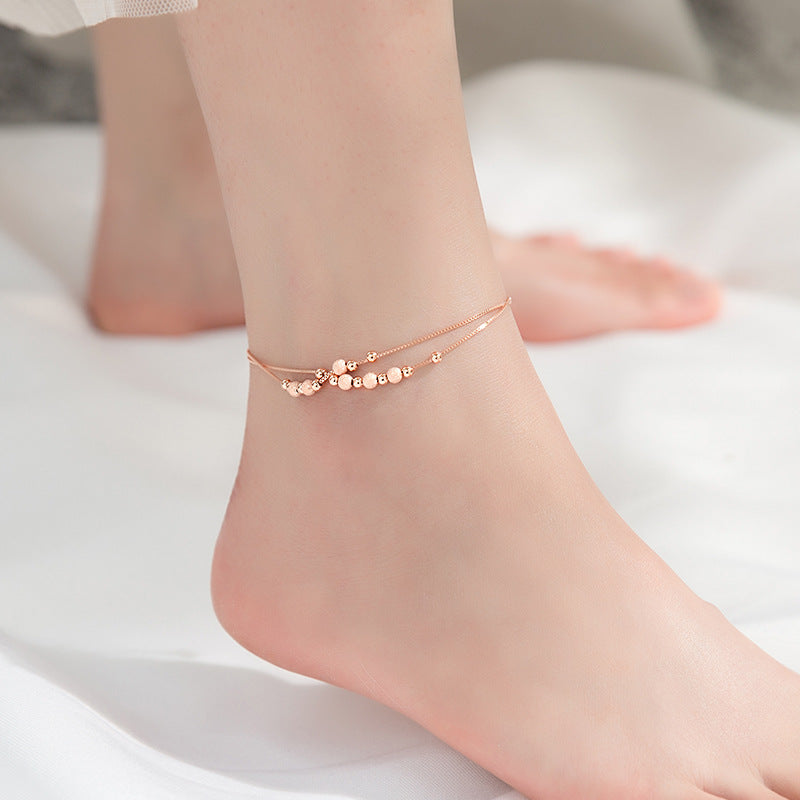 925 Sterling Silver Lucky Strand Beads Beaded Anklet