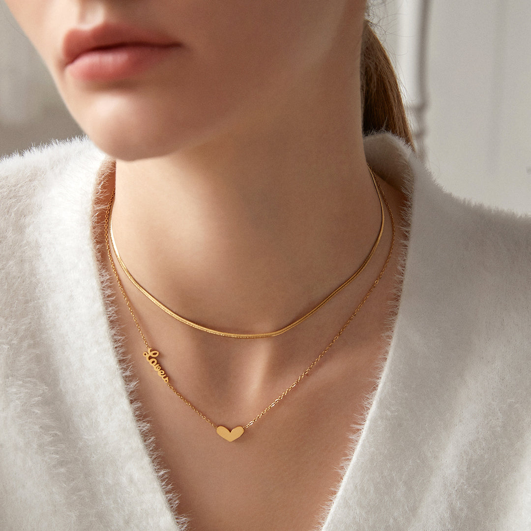 Collier de coeur en couches de chaîne en acier inoxydable de style coréen