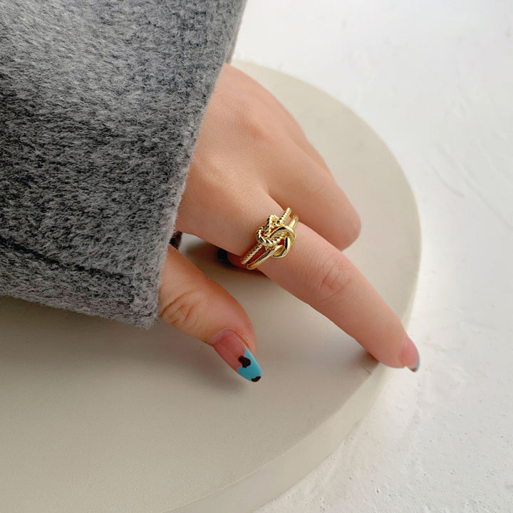 18k Gold Plated Chic Twisted Knot Shape Open Ring