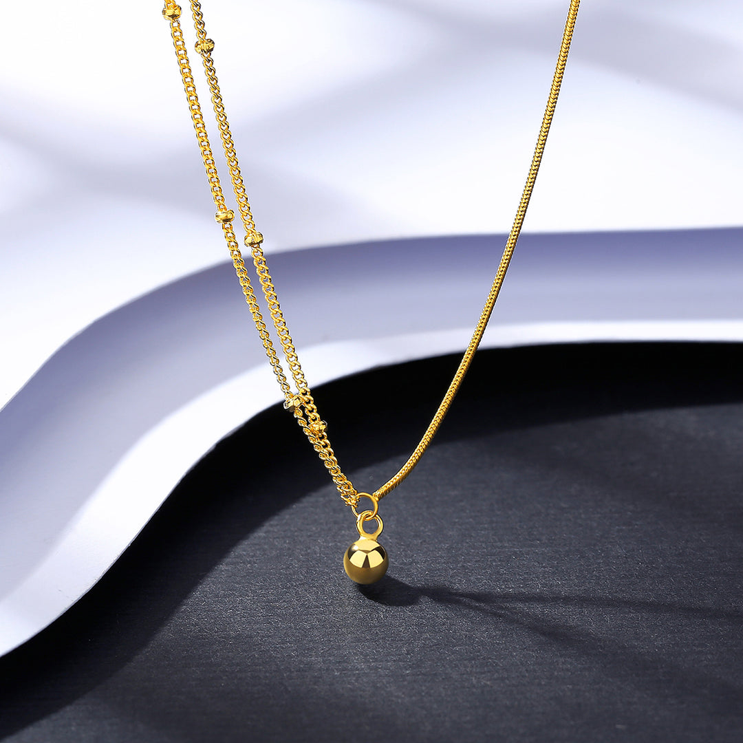 925 Silver Gold Plated Chain Simple Necklace