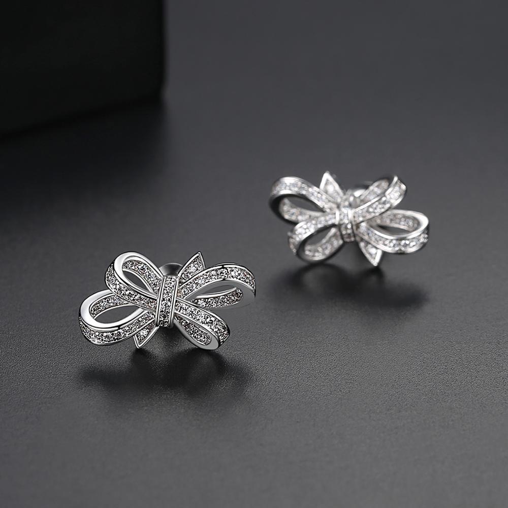 Boucles d'Oreilles Clous Bowknot Cubic Zirconia