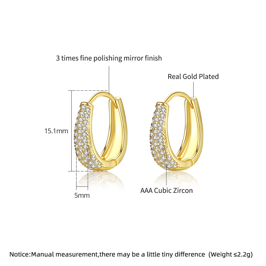 18K Gold Plated Cubic Zircon Huggie Hoop Earrings