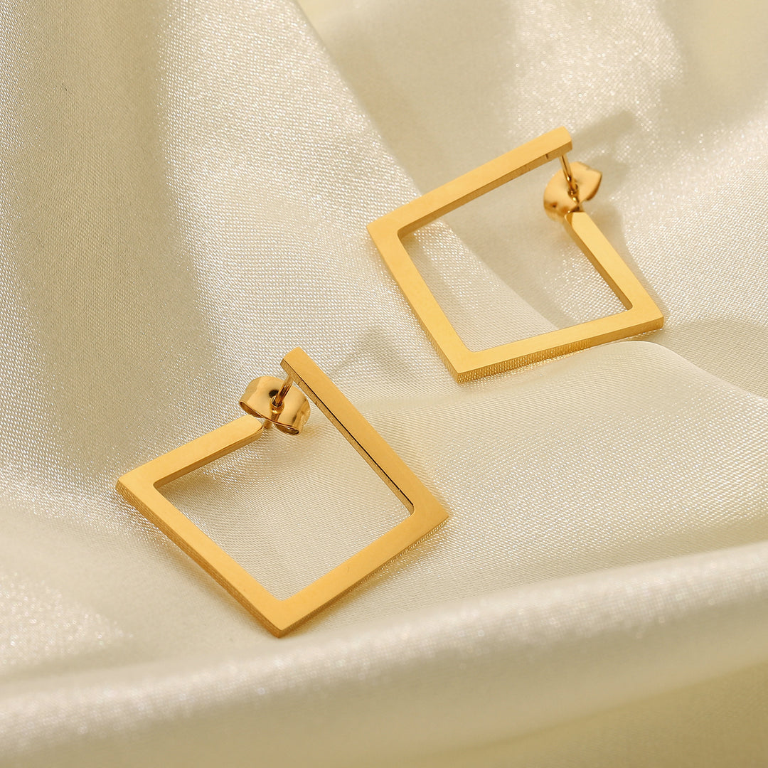 18K Gold Plated Stainless Minimalist Square Drop Earrings