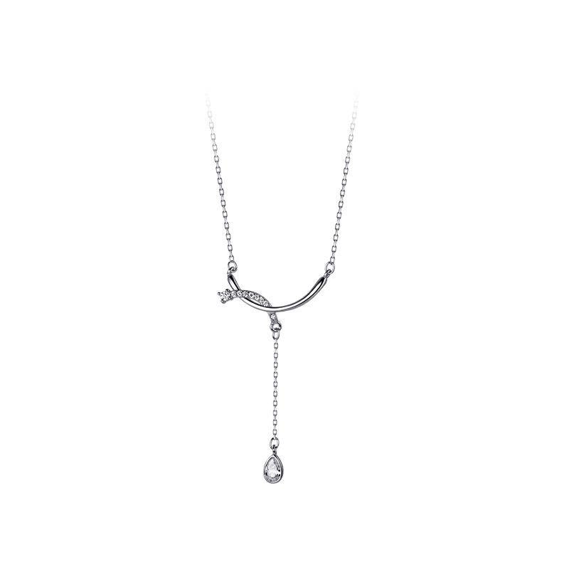 Collier à pampilles torsadées en argent sterling 925 avec zircon transparent