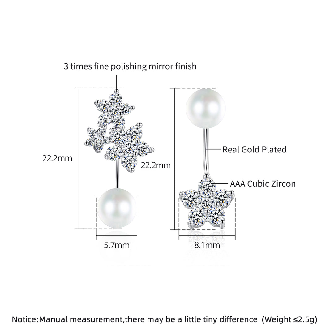 韩版锆石花朵珍珠耳钉