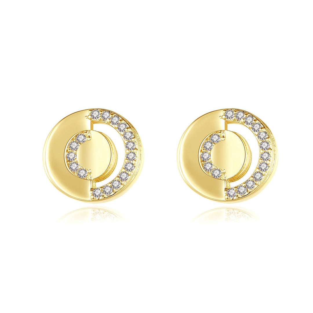 18K Gold Cubic Zircon Stud Earrings