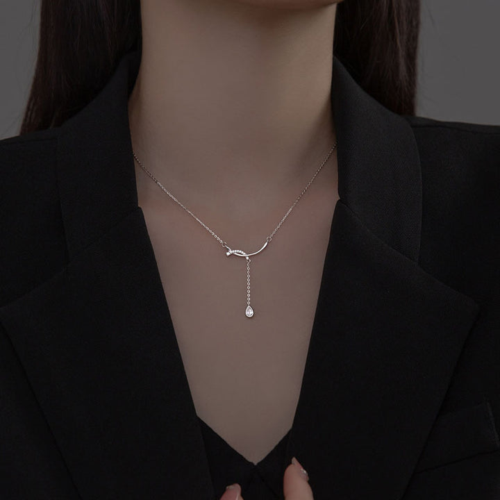 Collier à pampilles torsadées en argent sterling 925 avec zircon transparent