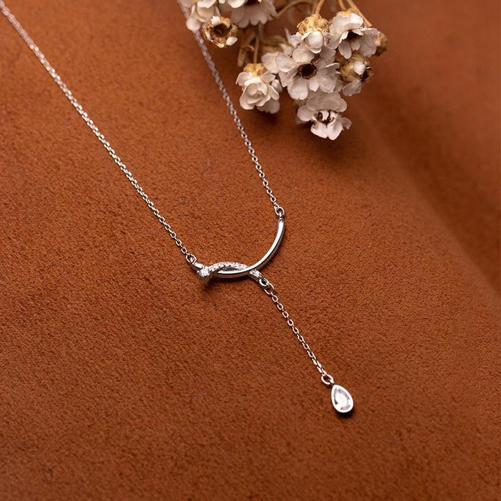 Collier à pampilles torsadées en argent sterling 925 avec zircon transparent