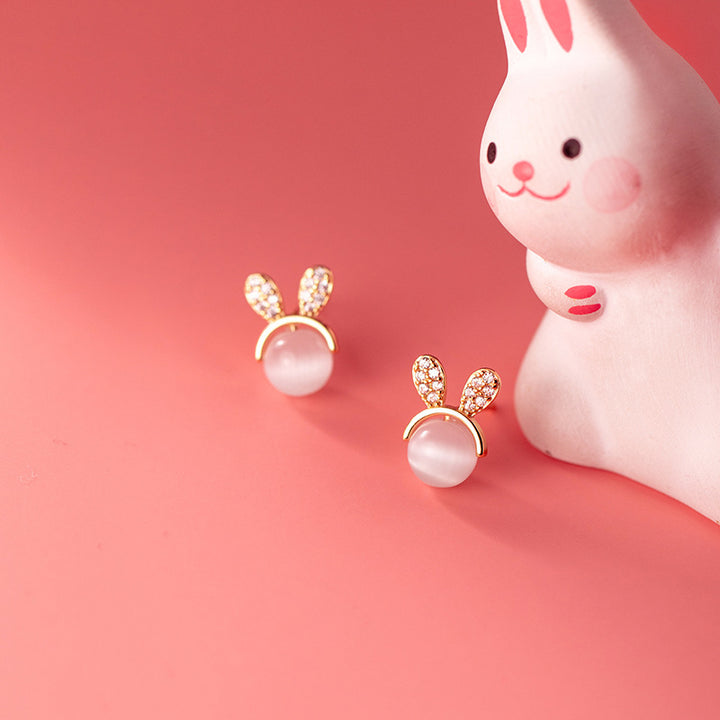 925 Sterling Silver Cute Rabbit Stud Earrings