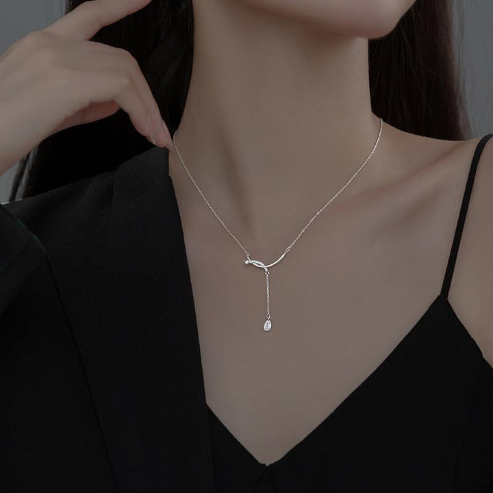 Collier à pampilles torsadées en argent sterling 925 avec zircon transparent