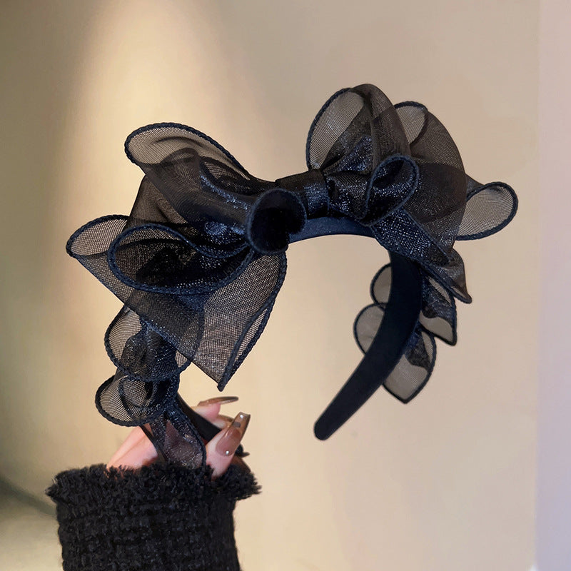 Black Mesh Bow Organza Headband