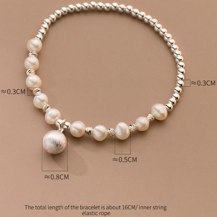 925 Sterling Silver Handmade Pearl Ball Beaded Bracelet