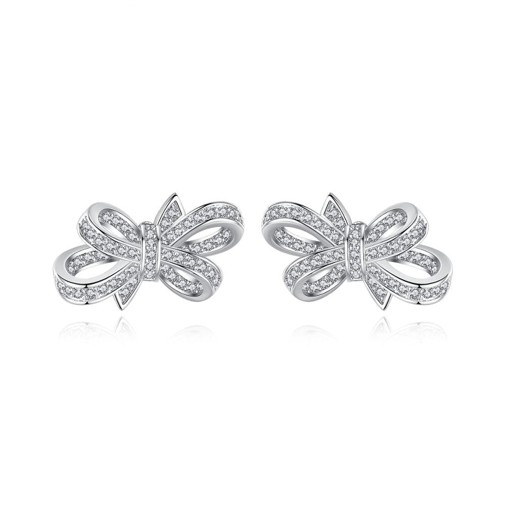 Boucles d'Oreilles Clous Bowknot Cubic Zirconia