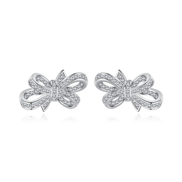 Boucles d'Oreilles Clous Bowknot Cubic Zirconia