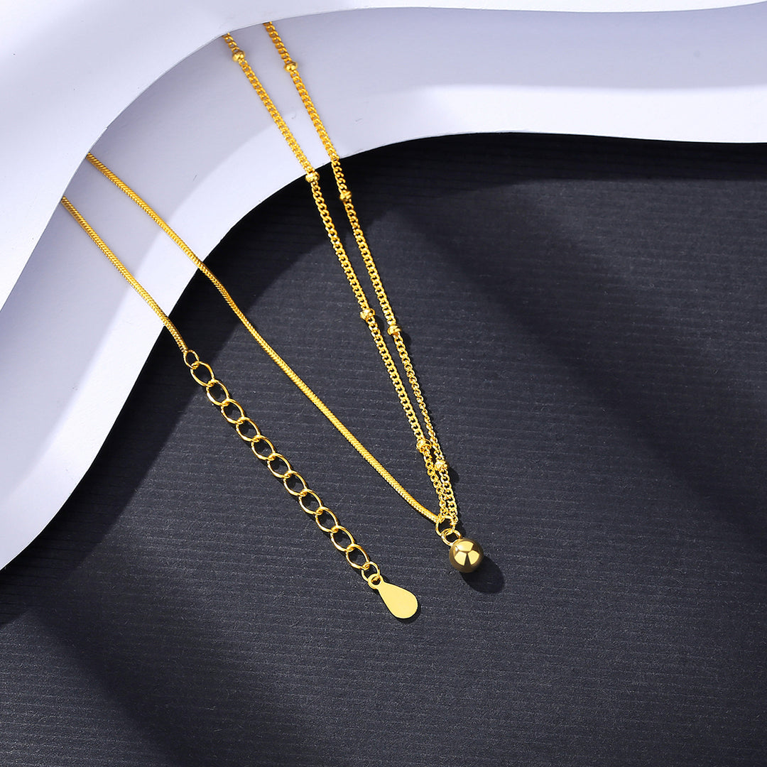 925 Silver Gold Plated Chain Simple Necklace