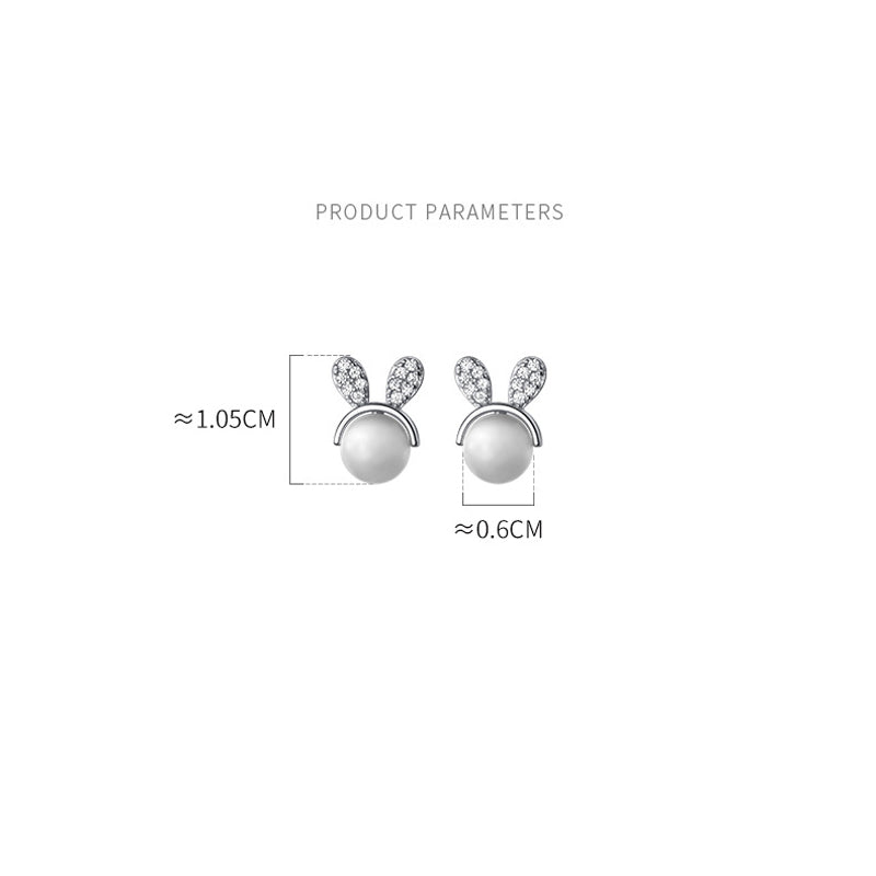 925 Sterling Silver Cute Rabbit Stud Earrings