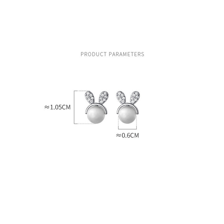 Boucles d'oreilles à tige lapin mignon en argent sterling 925