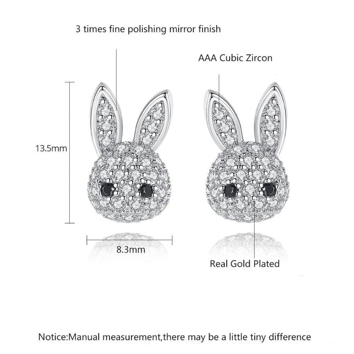 Korean Style Anti-oxidation Zircon Inlaid Cute Bunny Earrings