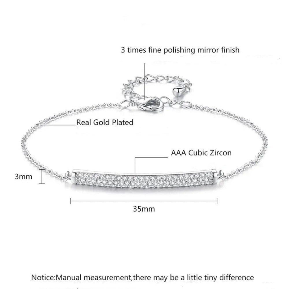 Bracelet à maillons en or blanc avec pavé de cristaux de zircon cubique