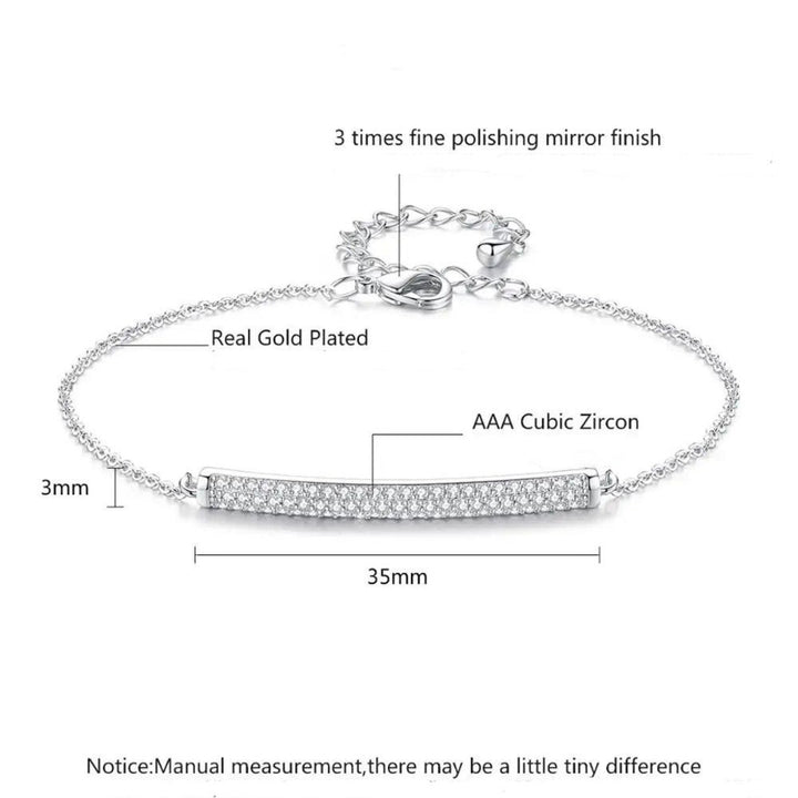 Bracelet à maillons en or blanc avec pavé de cristaux de zircon cubique