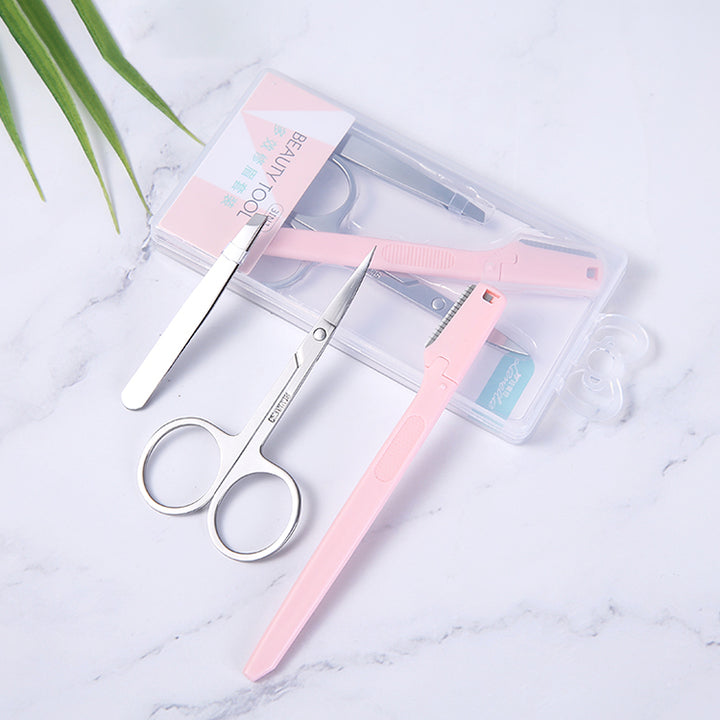 3 in 1 Stainless Steel Eyebrow Razor Cosmetic Tool Set