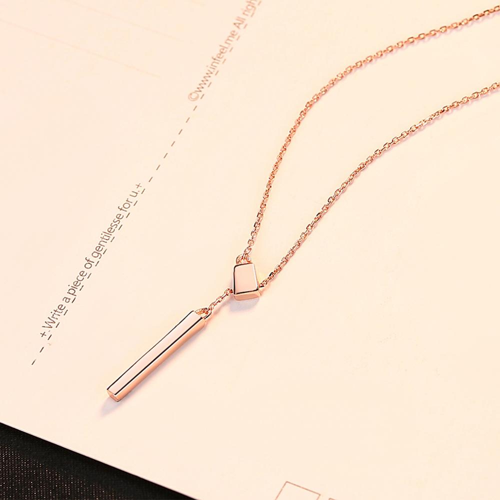 Rose Gold Plated 925 Sterling Silver Short Bar Necklace