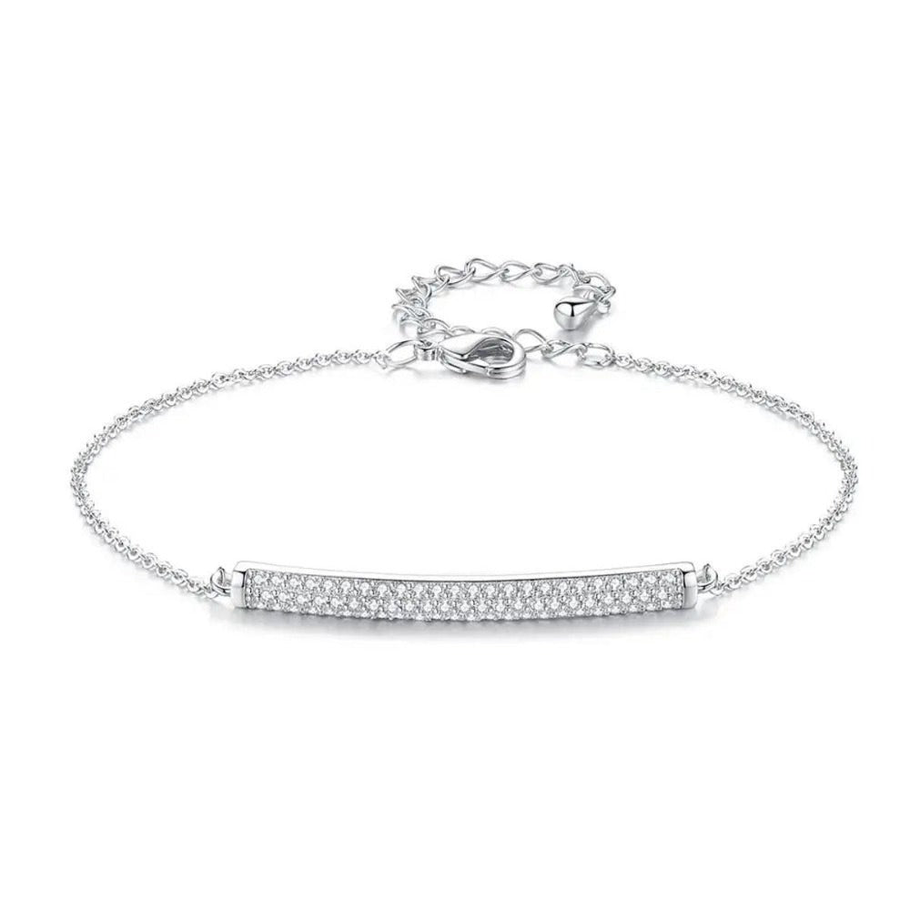 Bracelet à maillons en or blanc avec pavé de cristaux de zircon cubique